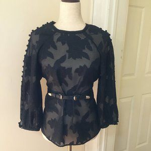 Karen Millen Cold Shoulder Button Sleeve Top